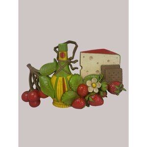 Vintage 1976 Dart Industries Wall Plaque Kitchen Strawberries Cheese Colorful Pl